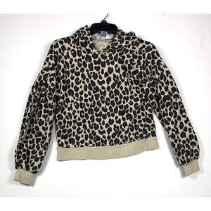 Nordstrom Girls XL Cropped Hoodie Leopard print Long sleeve Hooded